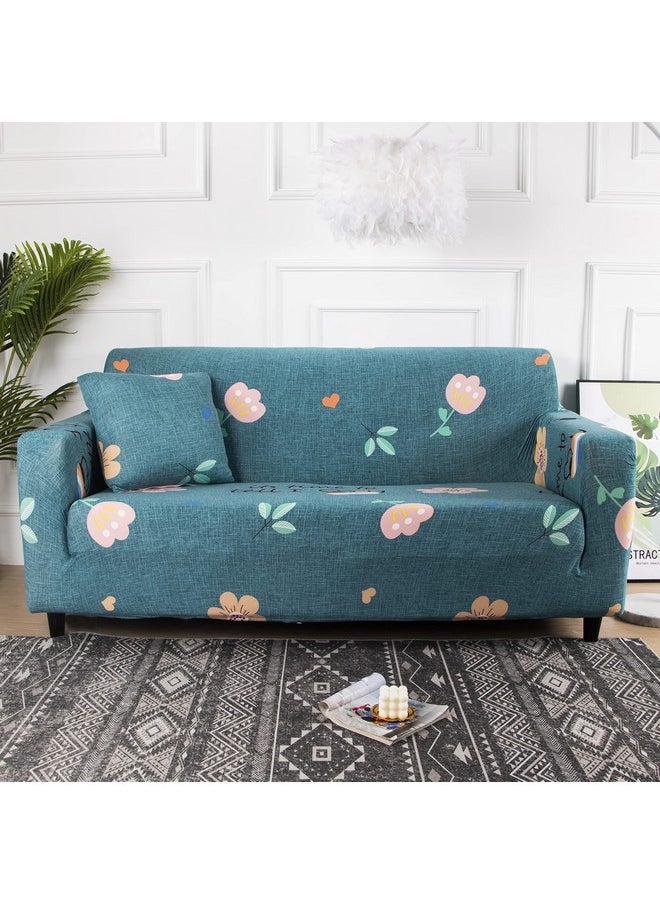 HOUSE OF QUIRK House of Quirk Universal Single Seater Sofa Cover Big Elasticity Cover for Couch Flexible Stretch Sofa Slipcover (Blue Pink Flower, 90-145cm), 92% Polyester 8% Spandex  - Image 1