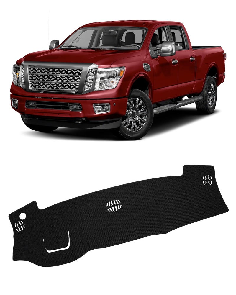 FIILINES Dash Cover for Nissan Titan for 20162024 Dashboard Mat Cover Titan Accessories Sunshade Nonslip Mesh Protector No Glare Black