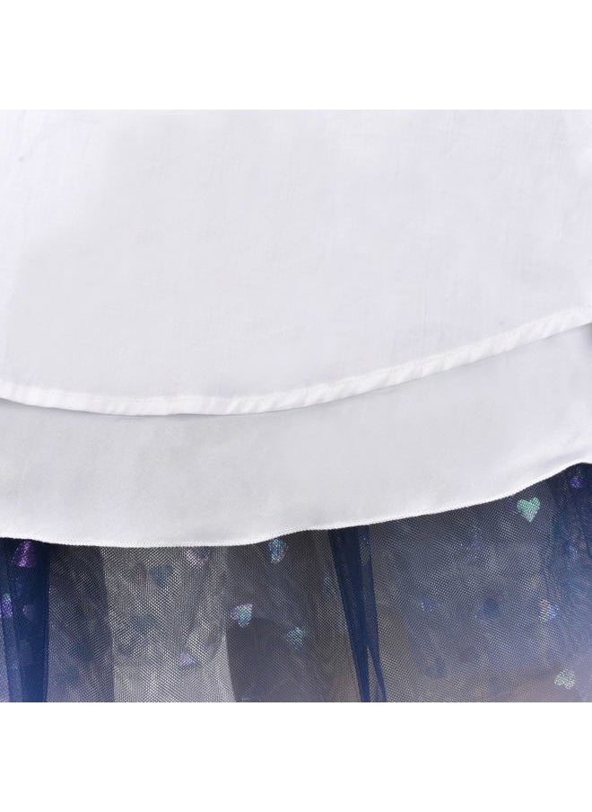Sunny Fashion - Girls Dress Blue Heart Sequin Hi-Low Gradient Hollow Back Bow Party Size 10 - Image 1