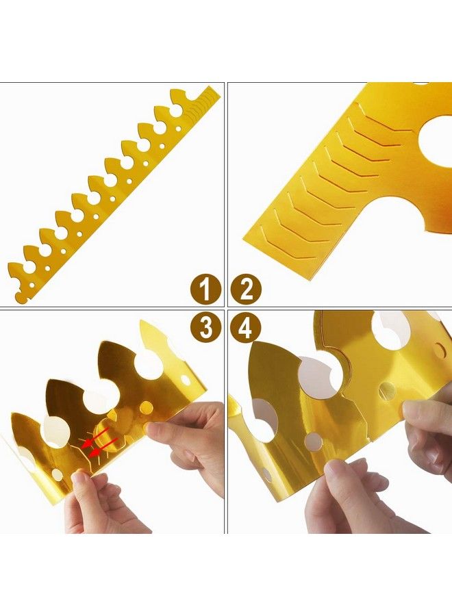 Aniann 28 Pack Gold Paper Crown Gold Foil Party Crown Hat Cap For Birthday Celebration Baby Shower Photo Props (2 Styles) - Image 4