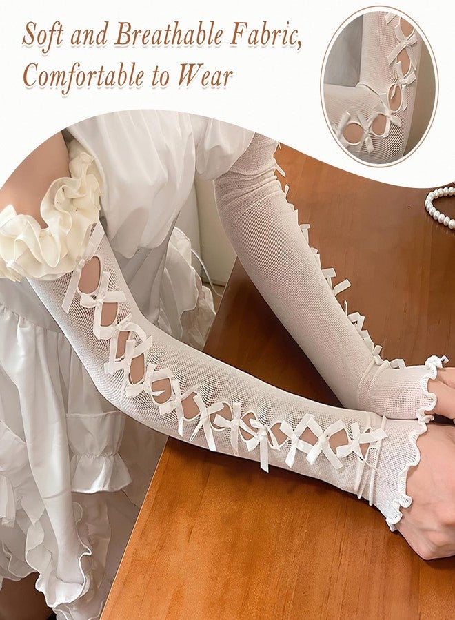 TecoKart® Elegant White Gloves for Women - Soft Lace Gloves for Women - Stylish Non-Slip Net Gloves with Breathable Design - Image 4