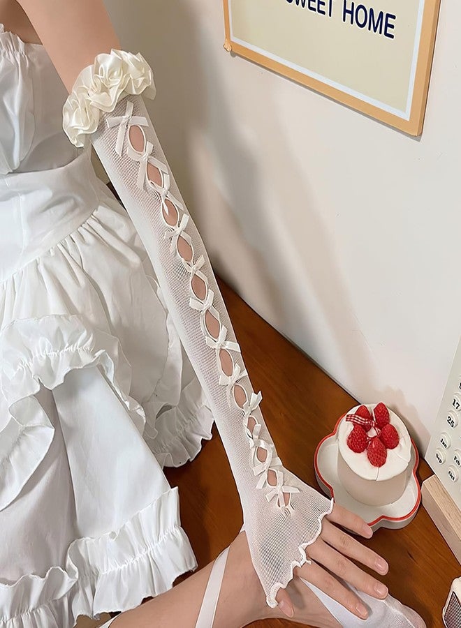 TecoKart® Elegant White Gloves for Women - Soft Lace Gloves for Women - Stylish Non-Slip Net Gloves with Breathable Design - Image 5