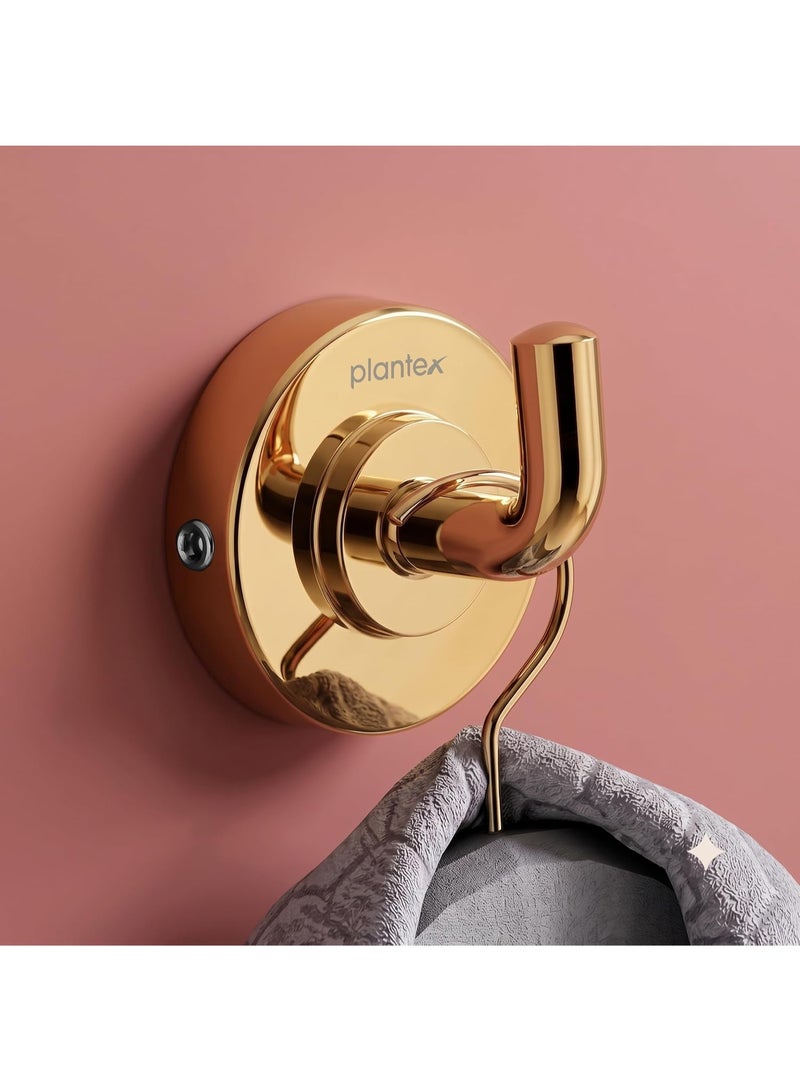 Plantex 304 Grade Stainless Steel Robe Hook/Cloth-Towel Hanger/Napkin Hanger/Bathroom Accessories Pack of 1, Daizy (Golden) - Image 1