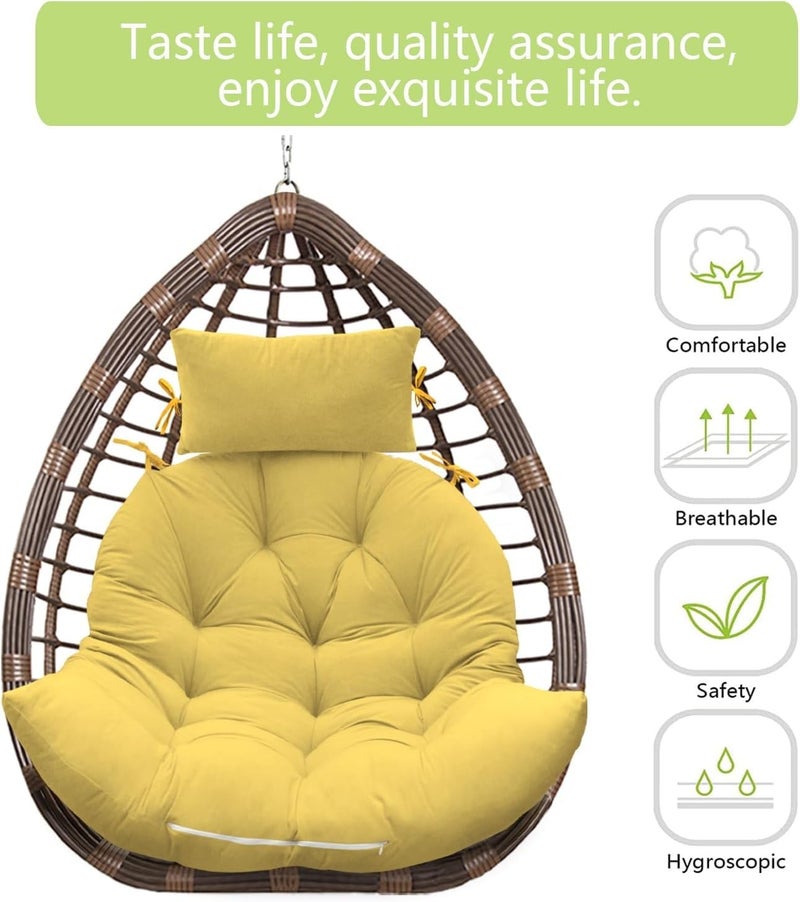 Generic Soft Symphony Swing Chair Cushion for Hanging Basket Chair Swing with Polyester Cloth Cushion for Hanging ChairOutdoor Egg Swing ChairGarden Swing Jhula Seat Padded Pillow Yellow  - Image 2