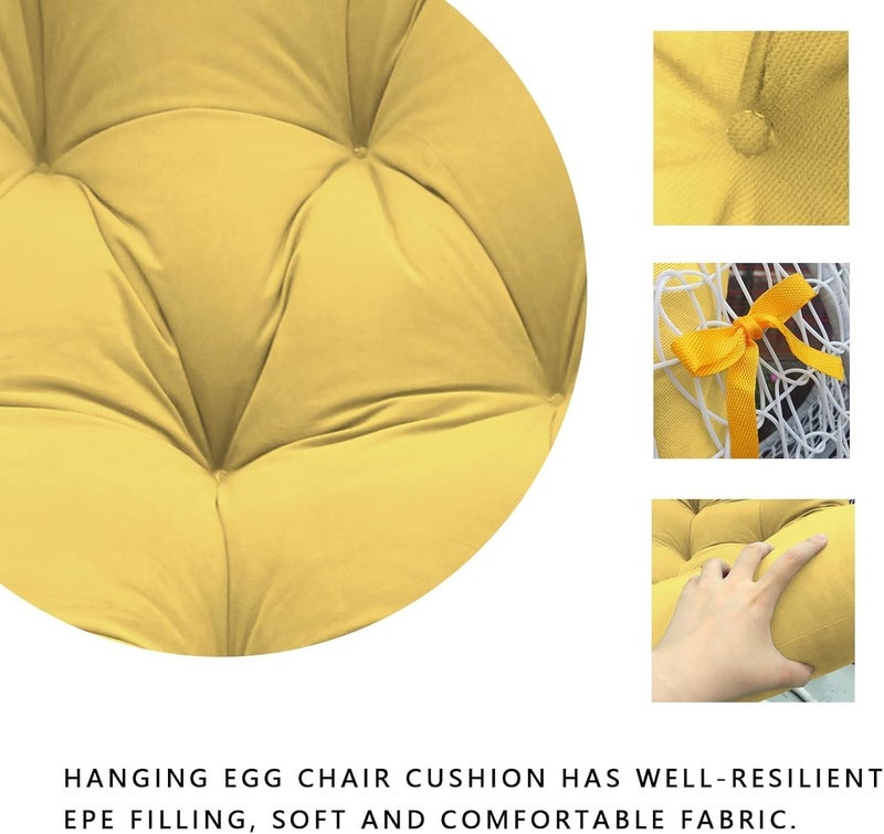 Generic Soft Symphony Swing Chair Cushion for Hanging Basket Chair Swing with Polyester Cloth Cushion for Hanging ChairOutdoor Egg Swing ChairGarden Swing Jhula Seat Padded Pillow Yellow  - Image 4