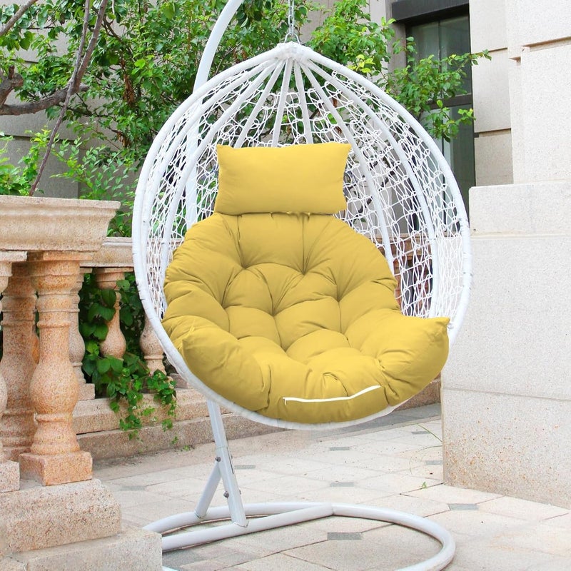 Generic Soft Symphony Swing Chair Cushion for Hanging Basket Chair Swing with Polyester Cloth Cushion for Hanging ChairOutdoor Egg Swing ChairGarden Swing Jhula Seat Padded Pillow Yellow  - Image 1