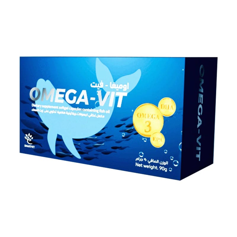 Smart-Vit Omega-Vit – مكمل أوميغا-3 من زيت السمك – 60 كبسولة جيلاتينية