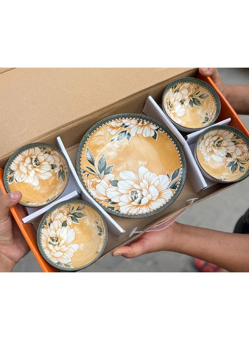 Andalusian-style porcelain bowl set—a 5-piece set featuring attractive shapes and colors. - Image 3