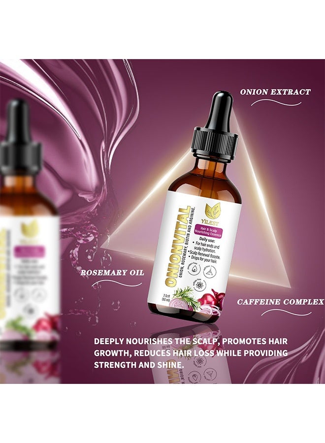 YILEST Onion biotin and rosemary hair care essence - Enhances Frizz and Makes Hair Soft and Smooth. Onion Hair Care Essence Liquid 60ml - Image 3