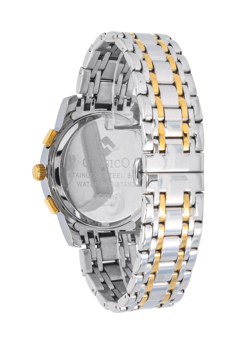 Clasico إصدار قرص الهيكل العظمي – ذهب شمبانيا وحزام فولاذي ثنائي اللون فضي-ذهبي – ساعة كرونوغراف للرجال – تصميم مقاوم للماء - Image 4