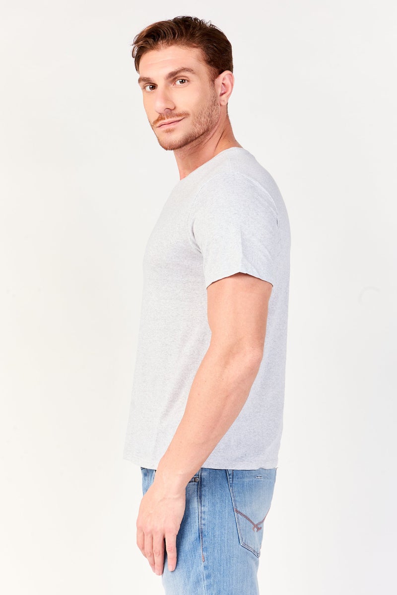 Frye Men 4 Pcs Crew Neck Short Sleeve Brand Logo T-Shirt, Grey - Image 3