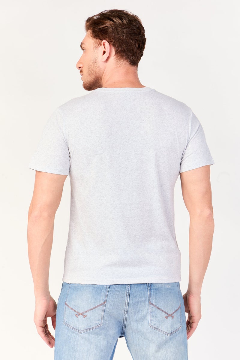 Frye Men 4 Pcs Crew Neck Short Sleeve Brand Logo T-Shirt, Grey - Image 4