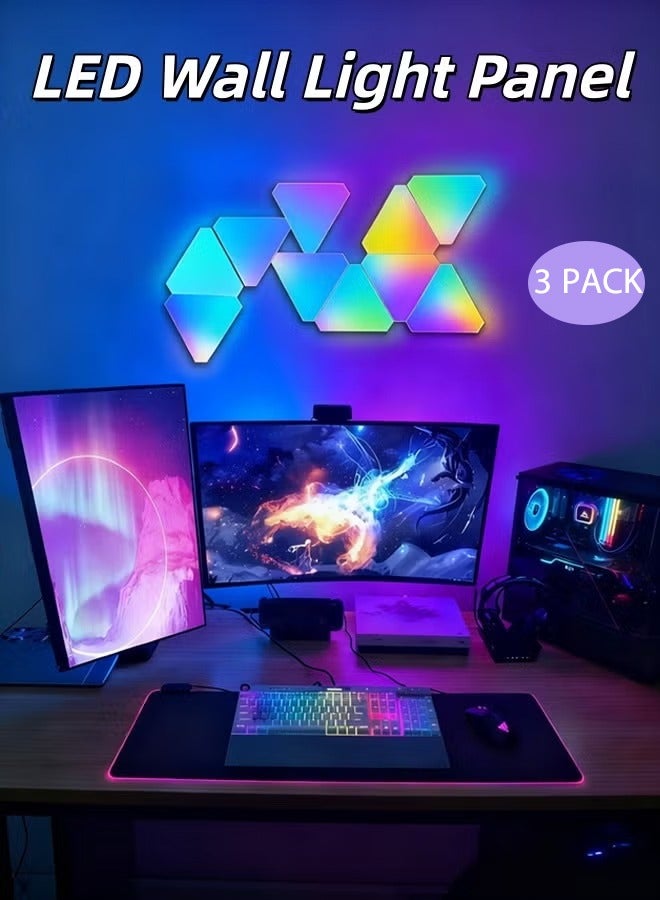 كيلا لوحات إضاءة حائط LED مثلثة ذكية RGB، ترقية جديدة لعام 2025، إضاءة إبداعية لديكور المنزل الذكي مع مزامنة الموسيقى، لغرف الألعاب، ديكور الحفلات، ديكور المنزل الداخلي (عبوة من 3 قطع)، اضاءة جداريه، اضاءه جداريه، انارة جداريه, اضاءة ليد, اضاءه قيمنق, لد قيمنق, ليد قيمنق, نانو ليف - Image 1