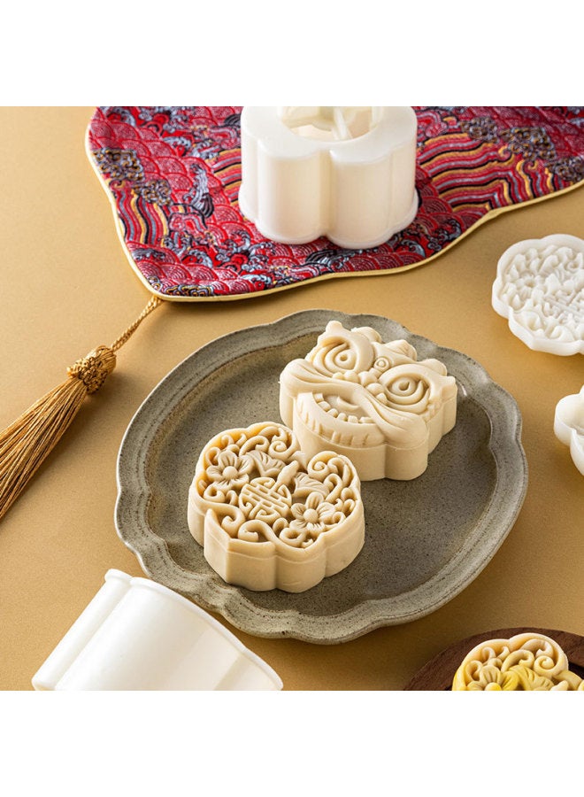2024 Mid-Autumn Moon Cake Mold Diy Press Model Ice Peel Mung Bean Cake Snacks Hand Pressure Non-stick Classic Abrasives-Color:Butterfly Shadow Between Flowers 75g 1 Piece