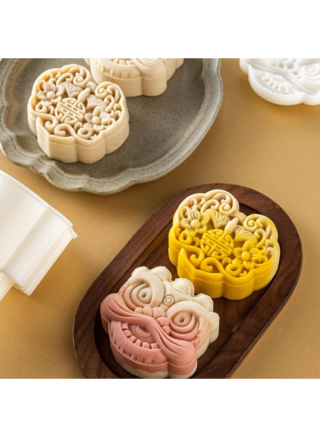 2024 Mid-Autumn Moon Cake Mold Diy Press Model Ice Peel Mung Bean Cake Snacks Hand Pressure Non-stick Classic Abrasives-Color:Butterfly Shadow Between Flowers 75g 1 Piece