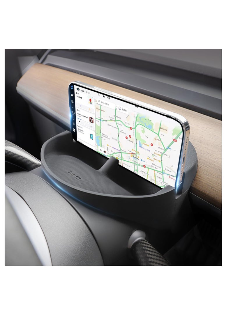 Excefore Steering Wheel Storage Holder for Tesla Model 3 Model Y, Anti-Slip Silicone Storage Tray for Cell Phone, for Tesla Storage Accessories, for Keychains, Sun Glasses, Stand for Navigation Cell Phone  - Image 1