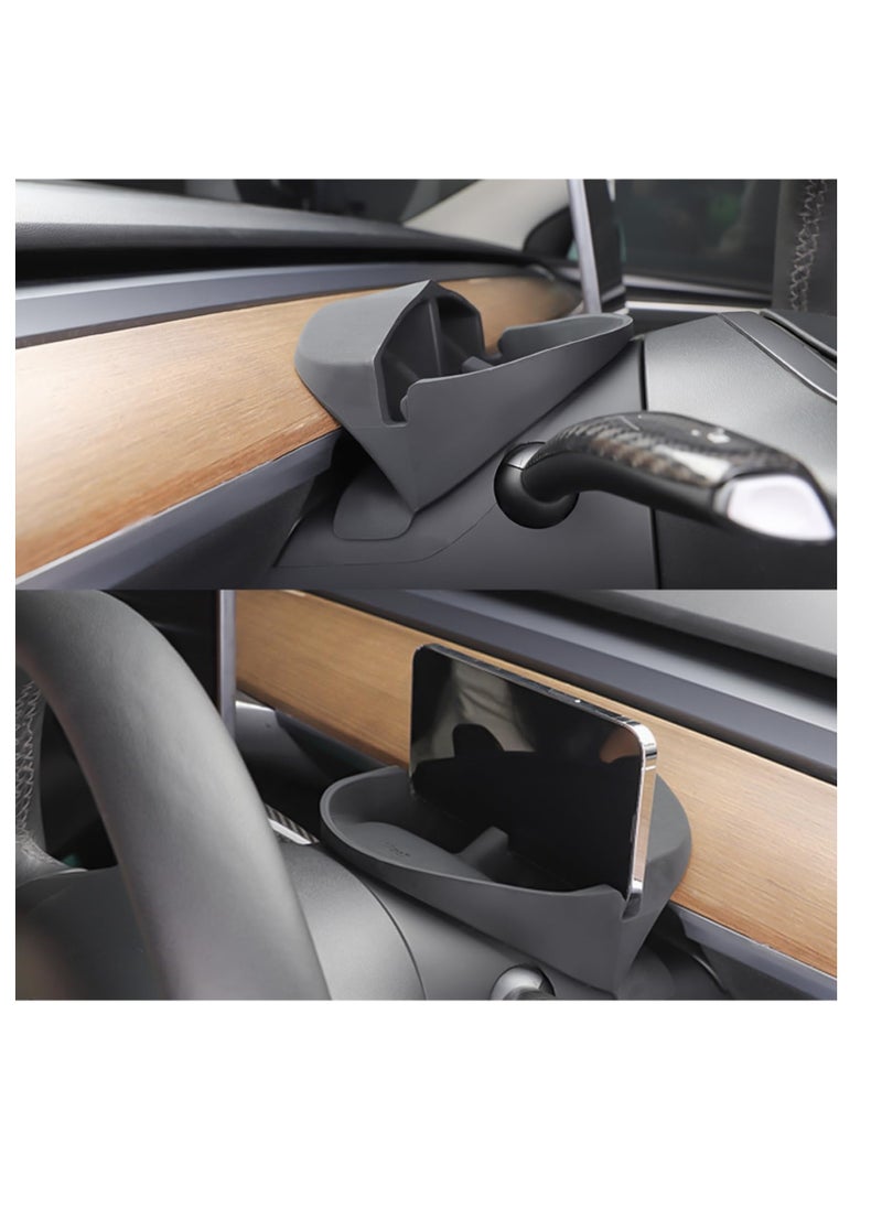 Excefore Steering Wheel Storage Holder for Tesla Model 3 Model Y, Anti-Slip Silicone Storage Tray for Cell Phone, for Tesla Storage Accessories, for Keychains, Sun Glasses, Stand for Navigation Cell Phone  - Image 5