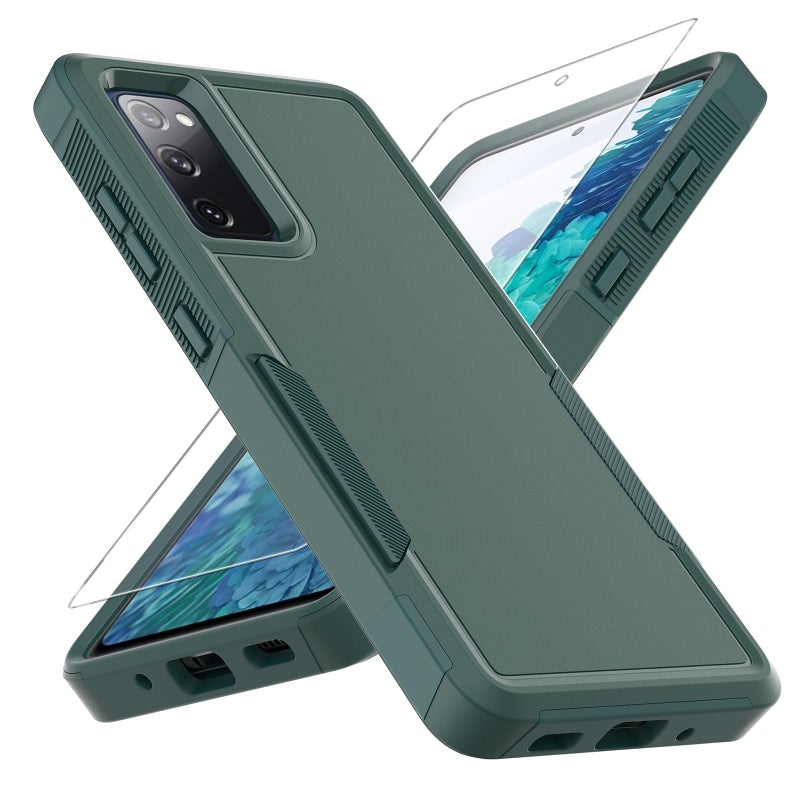 yuanming for Galaxy S20 FE 5G Case,[Military Grade Drop Tested] with HD Screen Protector,Dual Layer Protective Heavy Duty Cell Phone Cover Non-Slip Shockproof Case for Samsung Galaxy S20 FE (Dark Green) - Image 1