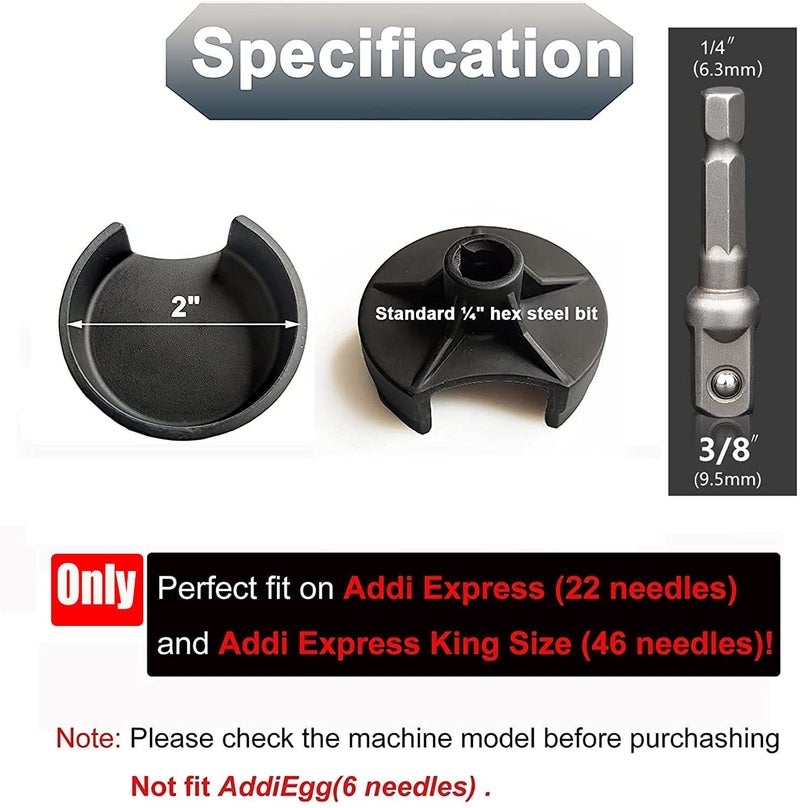 JILINWEI [2 Pack] Addi Knitting Machine Adapter with 1Pcs Hex Steel Bit Power Screwdriver Attachment for Drill,Quick Knit Power Adapter,Crank Handle Adapter for Addi Express/King Size - Image 5