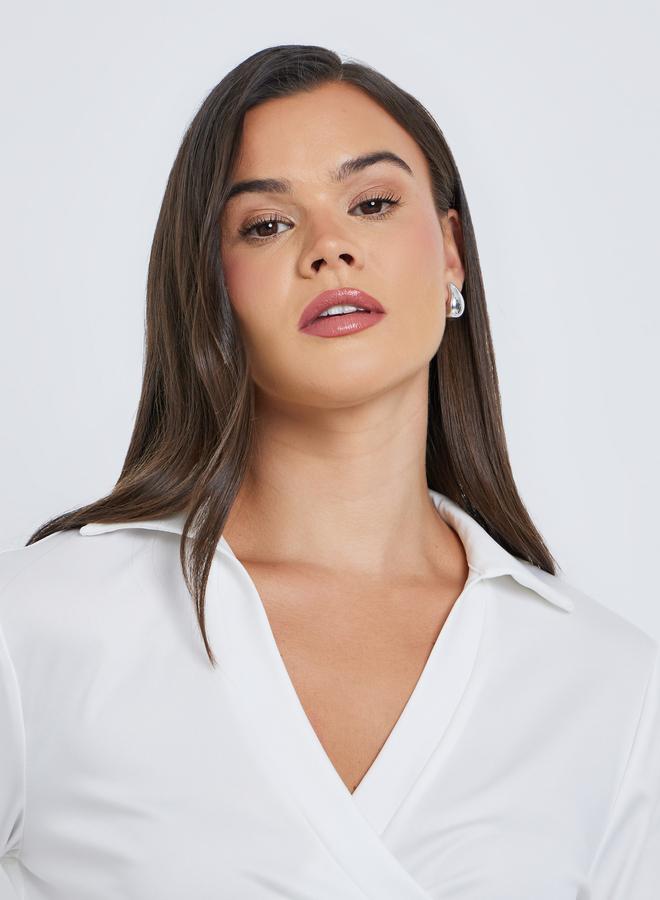 Styli Flared Long Sleeve Wrap Top - Image 3