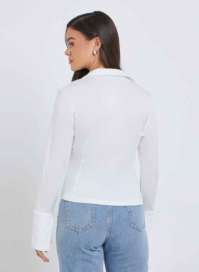Styli Flared Long Sleeve Wrap Top - Image 4