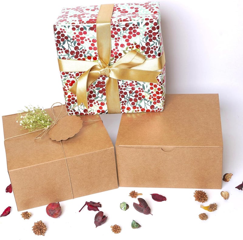 mudrit Kraft Gift Boxes 20 Pack 8X8X4 Inches, Thick Kraft Paper Boxes With Lids, Tags & Jute Rope For Gifts, Wedding Favours, Bridesmaid Proposals, Cupcakes, Crafting,Brown - Image 5