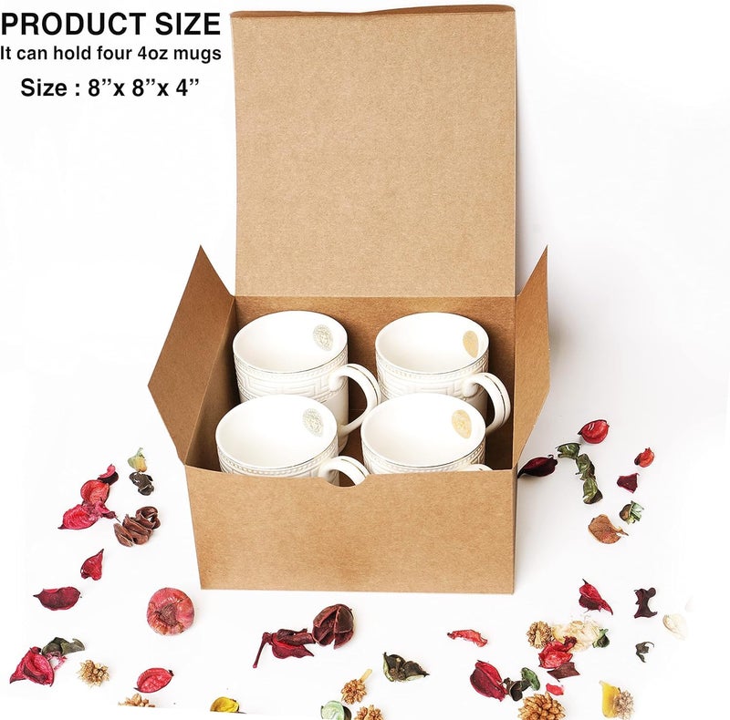 mudrit Kraft Gift Boxes 20 Pack 8X8X4 Inches, Thick Kraft Paper Boxes With Lids, Tags & Jute Rope For Gifts, Wedding Favours, Bridesmaid Proposals, Cupcakes, Crafting,Brown - Image 3