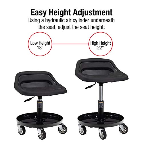 Sunex Tools 8514 300-Pound Capacity Telescoping Tractor Seat with Parts Tray and 3.5-Inch Heavy Duty Casters - Image 2