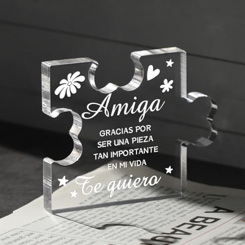 Funnli Best Friends Mothers Day Birthday Gifts for Women in Spanish, Regalos para Mejores Amigas para Mujeres Acrylic Puzzle Plaque, Spanish Best Friend Birthday Christmas Gifts - Image 4
