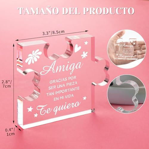 Funnli Best Friends Mothers Day Birthday Gifts for Women in Spanish, Regalos para Mejores Amigas para Mujeres Acrylic Puzzle Plaque, Spanish Best Friend Birthday Christmas Gifts - Image 3