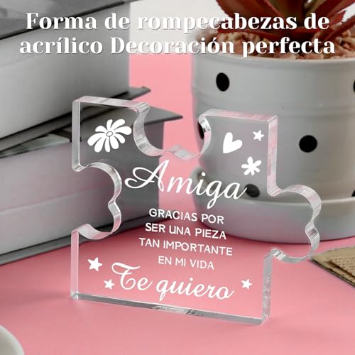 Funnli Best Friends Mothers Day Birthday Gifts for Women in Spanish, Regalos para Mejores Amigas para Mujeres Acrylic Puzzle Plaque, Spanish Best Friend Birthday Christmas Gifts - Image 2