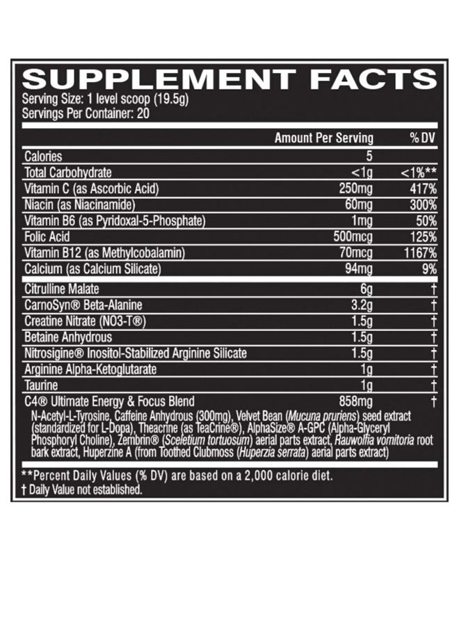 CELLUCOR C4 Ultimate Pre-Workout - Icy Blue Razz - 20 Servings - Image 2