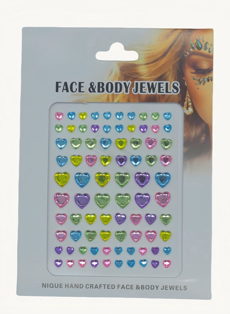 Heart-shaped multi-color crystal diamond stickers face decoration stickers 3D three-dimensional stickers children's DIY decoration self-adhesive jewelry stickers colored diamond stickers - Image 1