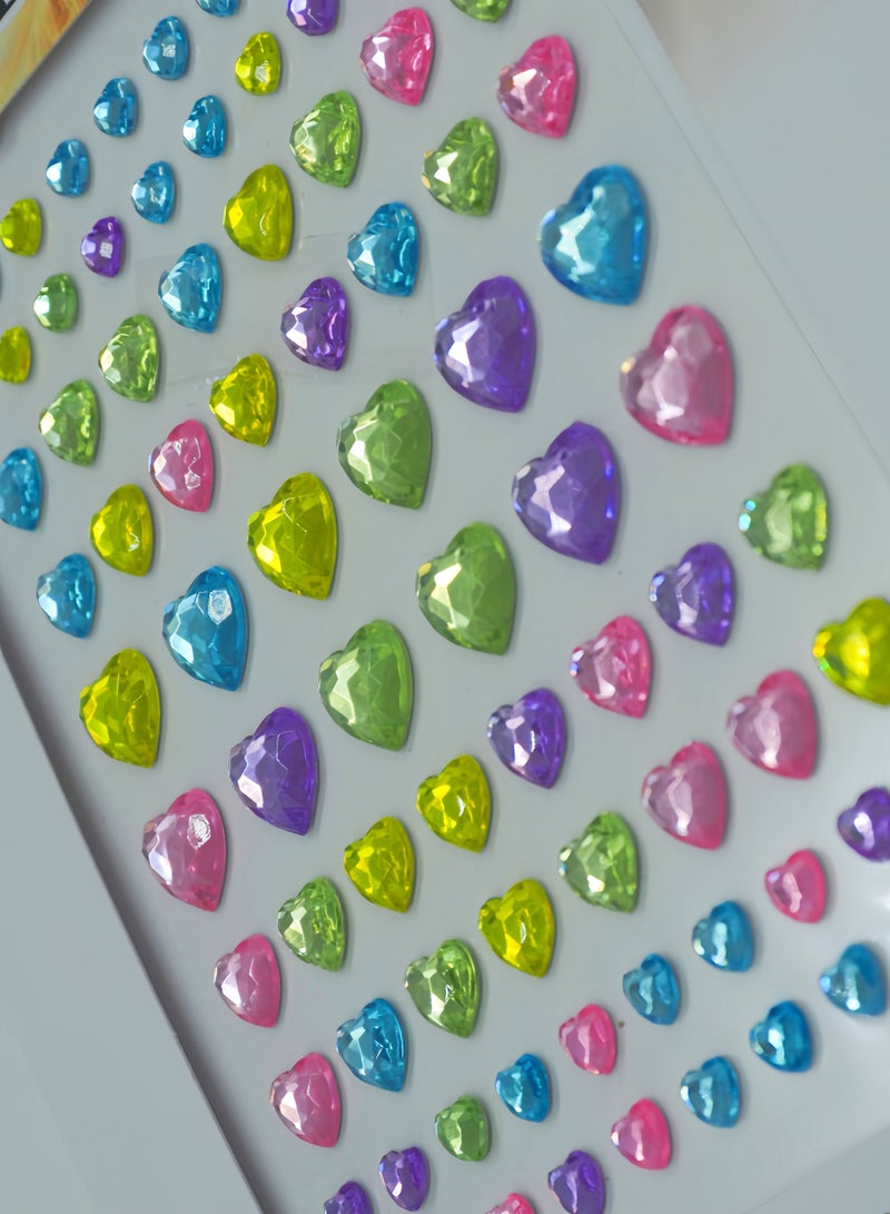 Heart-shaped multi-color crystal diamond stickers face decoration stickers 3D three-dimensional stickers children's DIY decoration self-adhesive jewelry stickers colored diamond stickers - Image 2