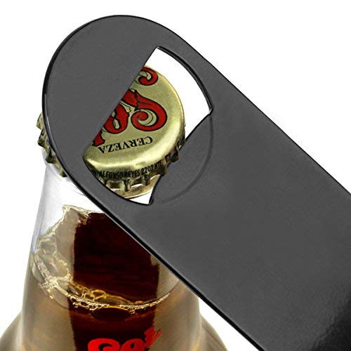 NJ Ultra Black Flat Bottle Opener, 7 Inch Heavy Duty Stainless Steel Bar Blade, Speed Opener, Beer Bottle Opener, Opener for Kitchen, Bar or Restaurant with Free Spinner Rings : 2 Pcs Set - Image 5