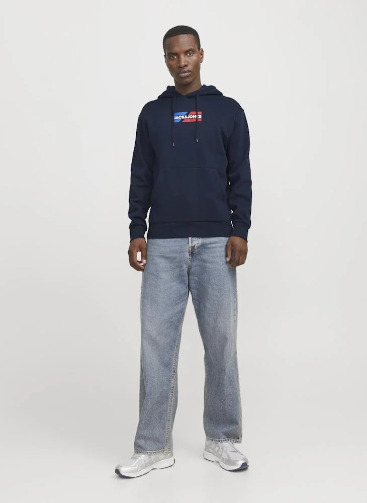 JACK & JONES Logo Print Pull Over Hoodie