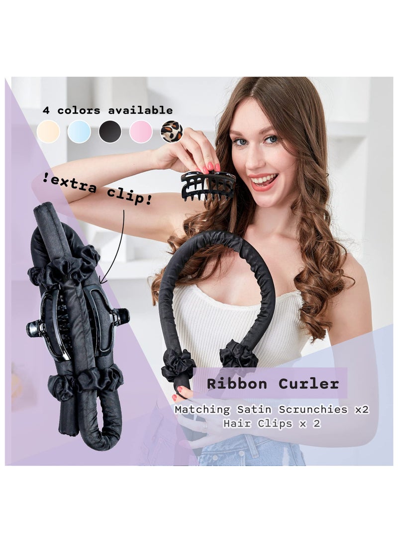 Captaintech Heatless Hair Curler Headband Kit – Jumbo Flexible Curls for Long Hair (Black) - Image 4