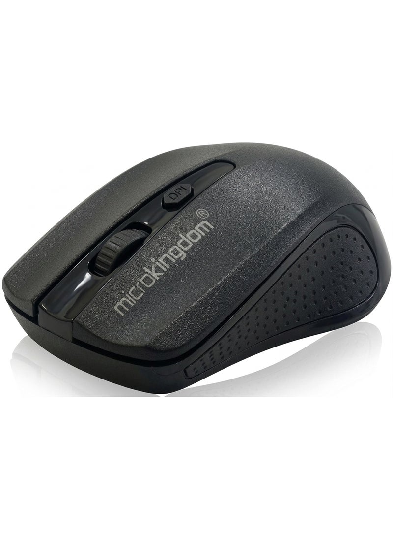 مايكروكينغدوم ماوس لاسلكي MicroKingdom M15 بتردد 2.4 جيجاهرتز، ودقة قابلة للتعديل حتى 1600 نقطة في البوصة مع مفتاح DPI، وجهاز استقبال USB نانو، وتصميم مريح ومتين، وماوس بصري سهل الاستخدام لأجهزة الكمبيوتر المحمولة والشخصية وأجهزة ماك - أسود - Image 5