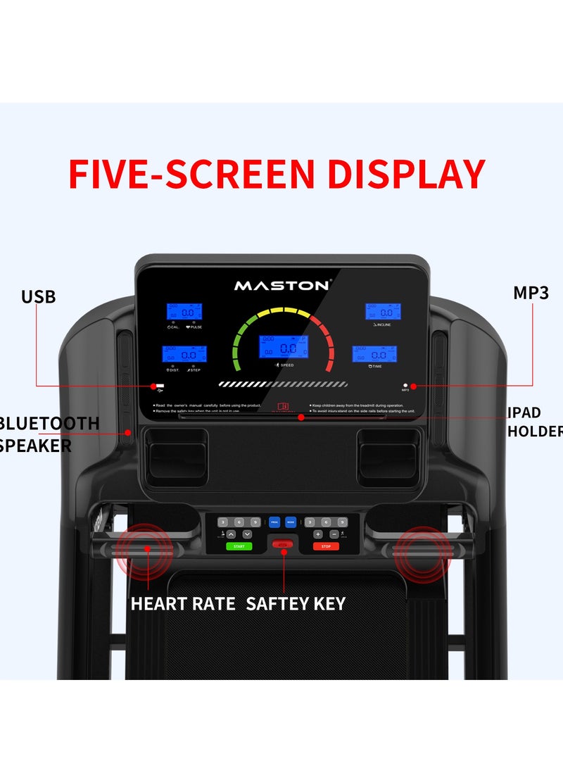 Maston M2 Light Commercial Foldable Treadmill (4.5Hp Peak DC Motor), Speed 1-20Km/h, Auto Incline 20%, Max User Weight 150kg - Treadmill For Home Gym & Semi Commercial Use With Bluetooth Speaker - Image 3