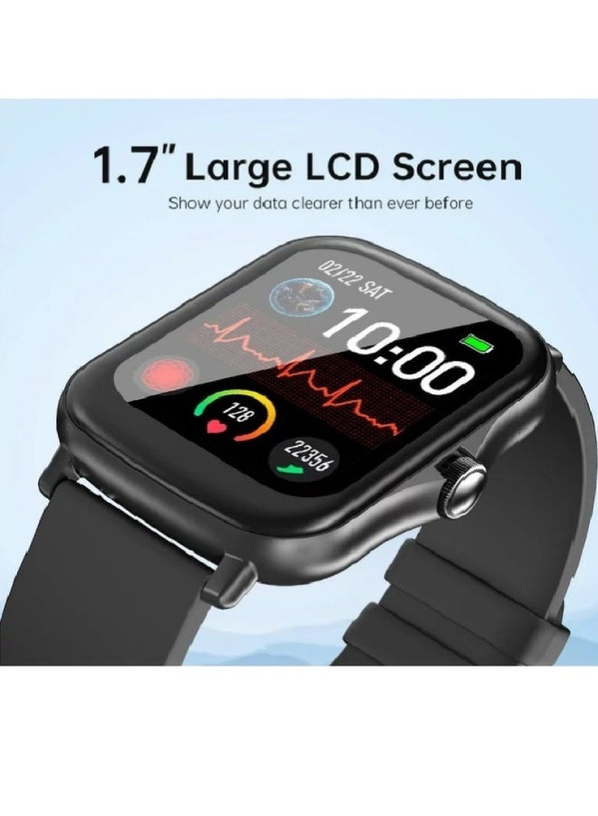 AROAQ Y20 Smart Watch 1.7 Inch HD Touch Screen, IP67 Waterproof, Heart Rate, Sleep, BP & SpO2 Monitoring, Fitness Tracker with Sports Modes – Black - Image 2