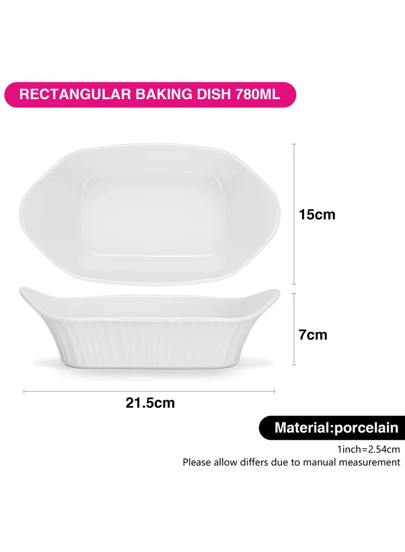 Fissman  Rectangular Baking Dish 780mL 21.5x15x7cm Horeca Series, Oven And Dishwasher Safe, Deep, for Casseroles, White Souffle Dishes Creme, Baking Pans  | Best Price UAE