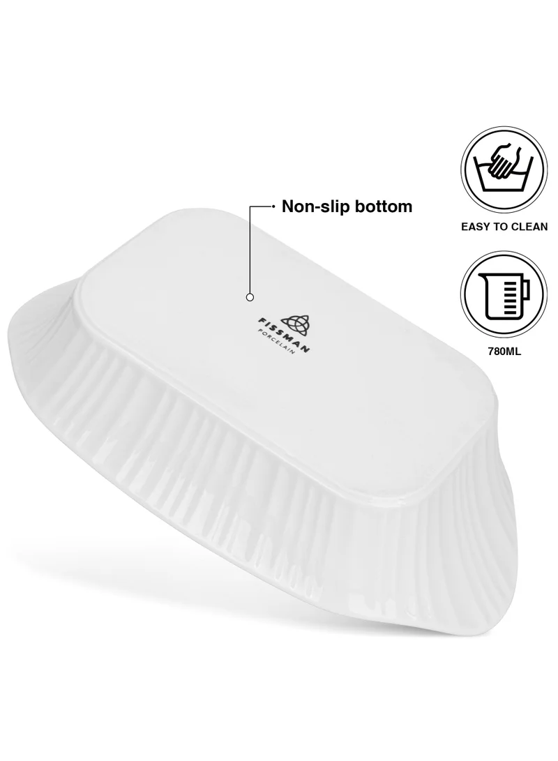 Fissman  Rectangular Baking Dish 780mL 21.5x15x7cm Horeca Series, Oven And Dishwasher Safe, Deep, for Casseroles, White Souffle Dishes Creme, Baking Pans  | Best Price UAE
