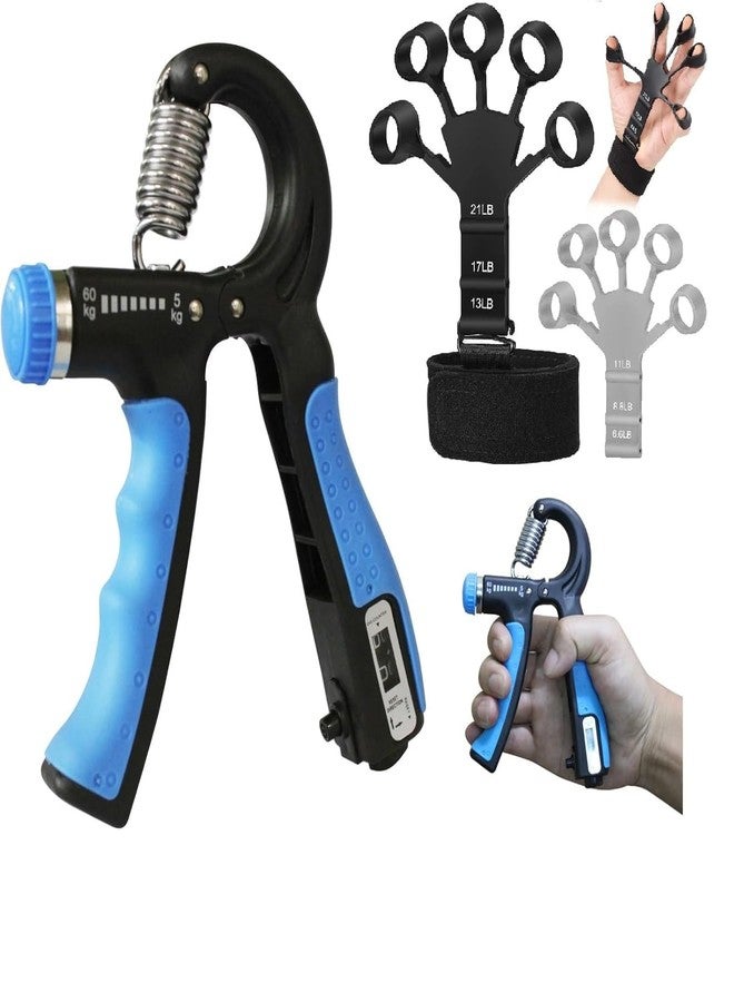 XYNO Grip Strength Combo Kit - Adjustable Hand Gripper (5-60 kg) & Finger Exerciser | Forearm, Wrist & Finger Strength Trainer for Gym, Home, Rehab & Therapy - Portable Hand Strengthener Set - Image 1