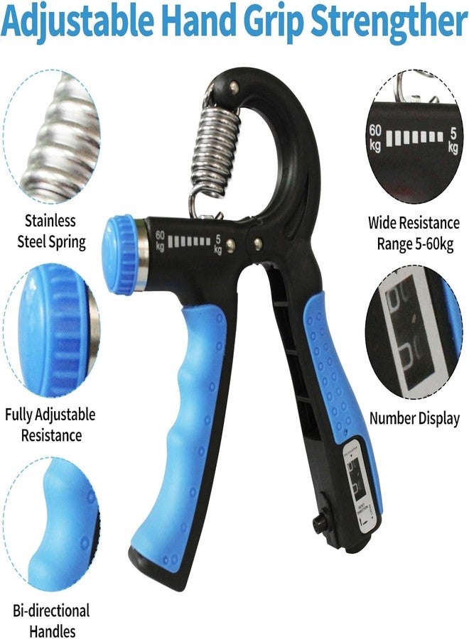 XYNO Grip Strength Combo Kit - Adjustable Hand Gripper (5-60 kg) & Finger Exerciser | Forearm, Wrist & Finger Strength Trainer for Gym, Home, Rehab & Therapy - Portable Hand Strengthener Set - Image 3