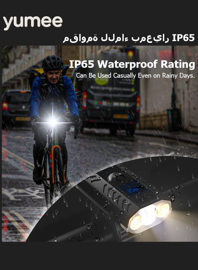 yumee Bike Light 1600 Lumens USB Rechargeable Headlight, 5 Modes IP65 Waterproof Aluminum Alloy Cycling Front Light for Road, Mountain, and Night Riding - Image 2