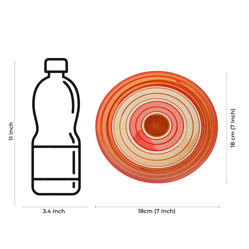 Caffeine Ceramic Handmade Orange Beige Quarter Plate 8”(Set of 4 Dishwasher & Microwave Safe) - Image 5
