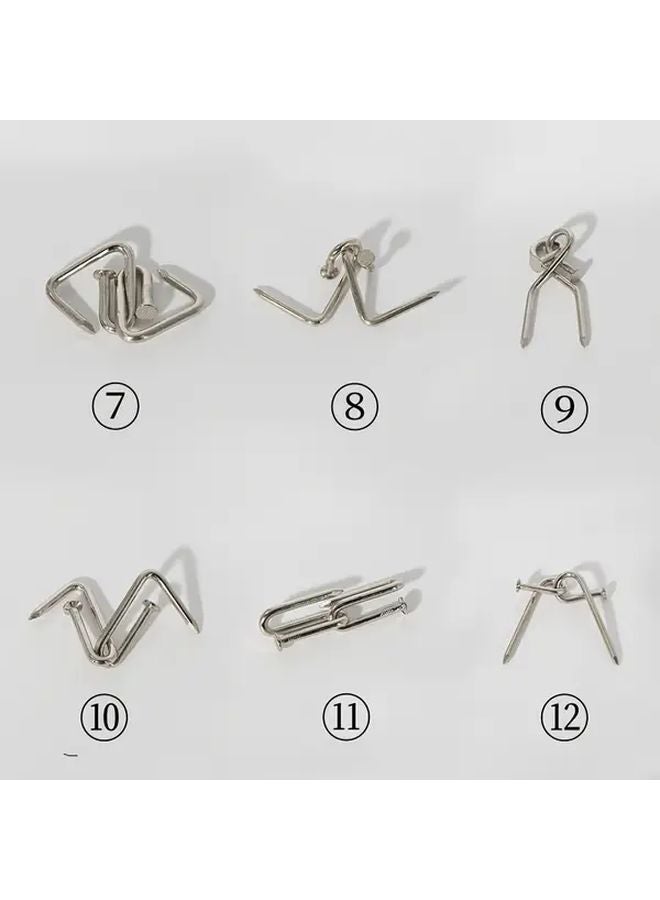 6 In 1 Metal Puzzle Ring And Lock Set Brain Teaser Logic Challenge Game Nickel Plating - Image 1