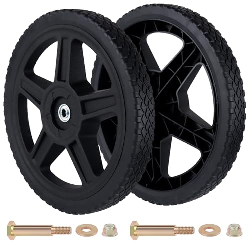 CheeMuii 2 Pack 14 Push Lawn Mower Wheels 2 Pcs 14 Inch Push Mower Wheels with Bolts and Lock Nuts Kit Fit for Most Standard push Lawn MowersGeneratorGarden TillerHandtruck - Image 1
