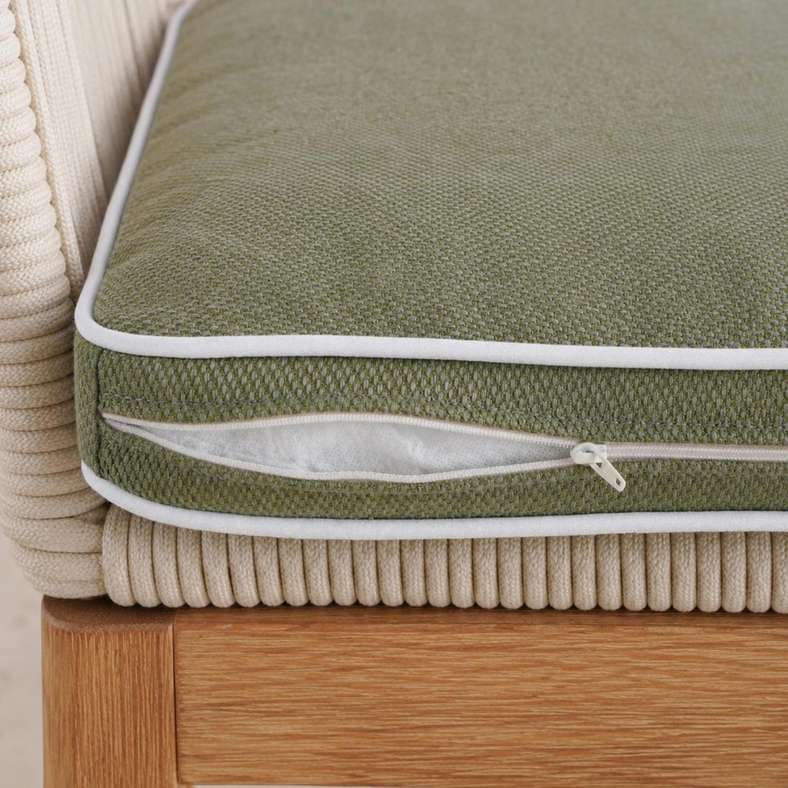 Pan Home Timeless Strip Seat Cushion with Zipper Closure 240 GSM - 58x58x5Cm - Green - 065MIC9900049 - Image 2
