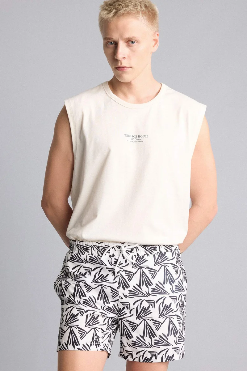 Defacto  Patterned Stretch Waist Swim Shorts for Men | Best Price UAE